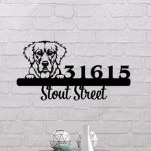 Load image into Gallery viewer, Dog Lovers Metal House Number Sign Cute Dog With Number And Street Address Personalized
