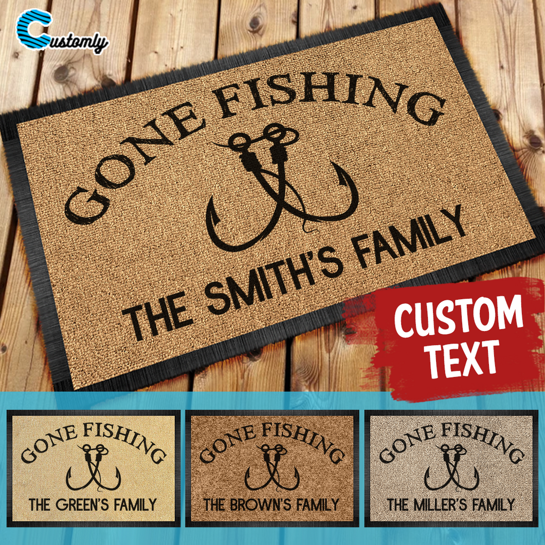 Gone Fishing 4 Personalized Doormat