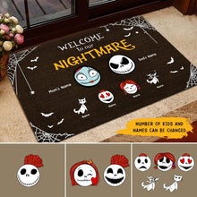 Load image into Gallery viewer, Halloween Welcome to Our Nightmare Custom Doormat
