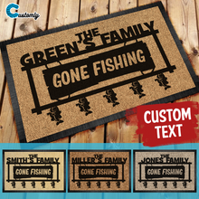 Load image into Gallery viewer, Gone Fishing Personalized Doormat
