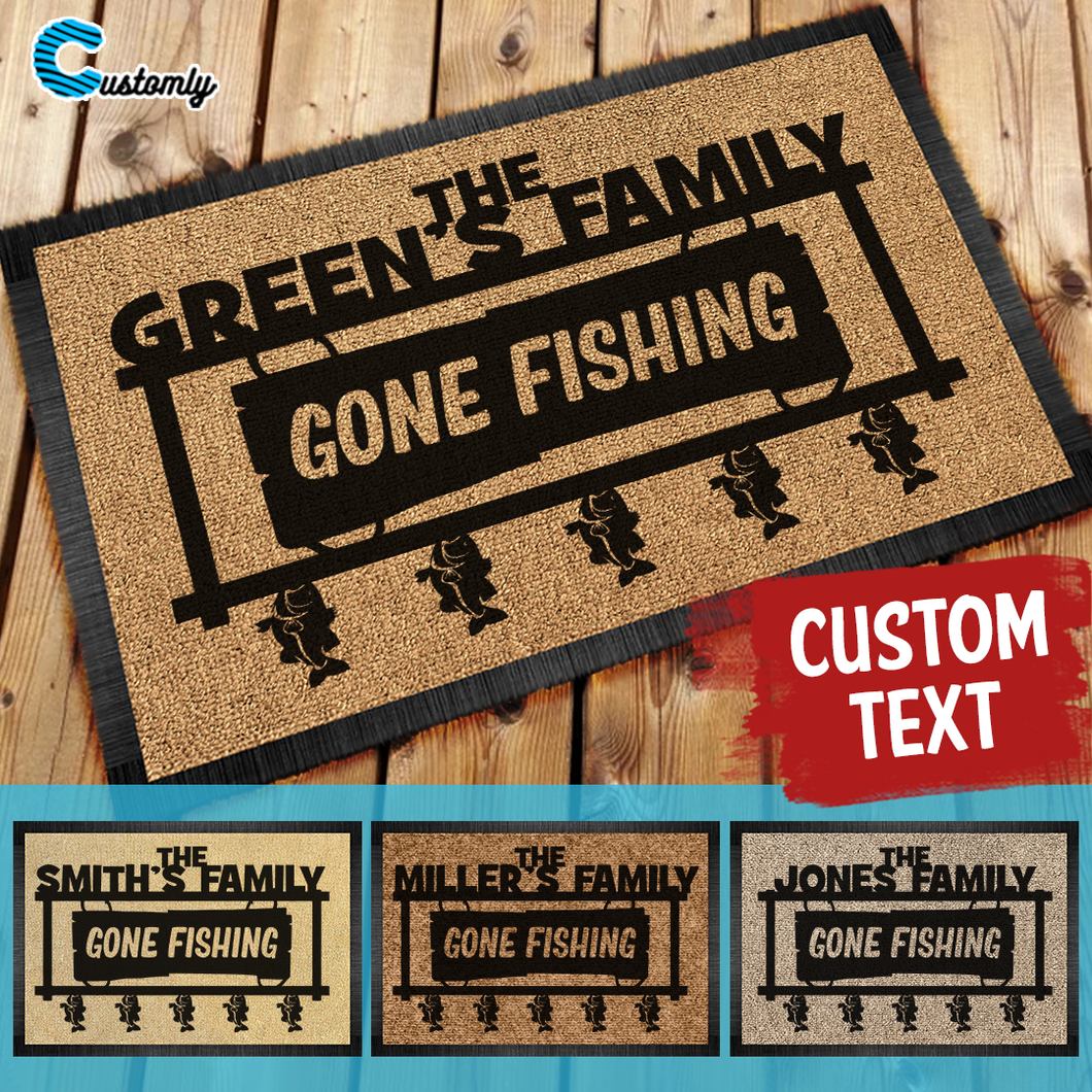 Gone Fishing Personalized Doormat