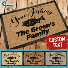 Load image into Gallery viewer, Gone Fishing 3 Personalized Doormat
