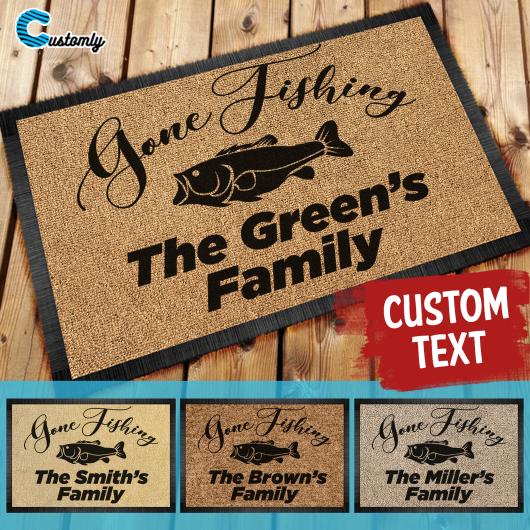 Gone Fishing 3 Personalized Doormat