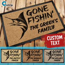 Load image into Gallery viewer, Gone Fishing 5 Personalized Doormat
