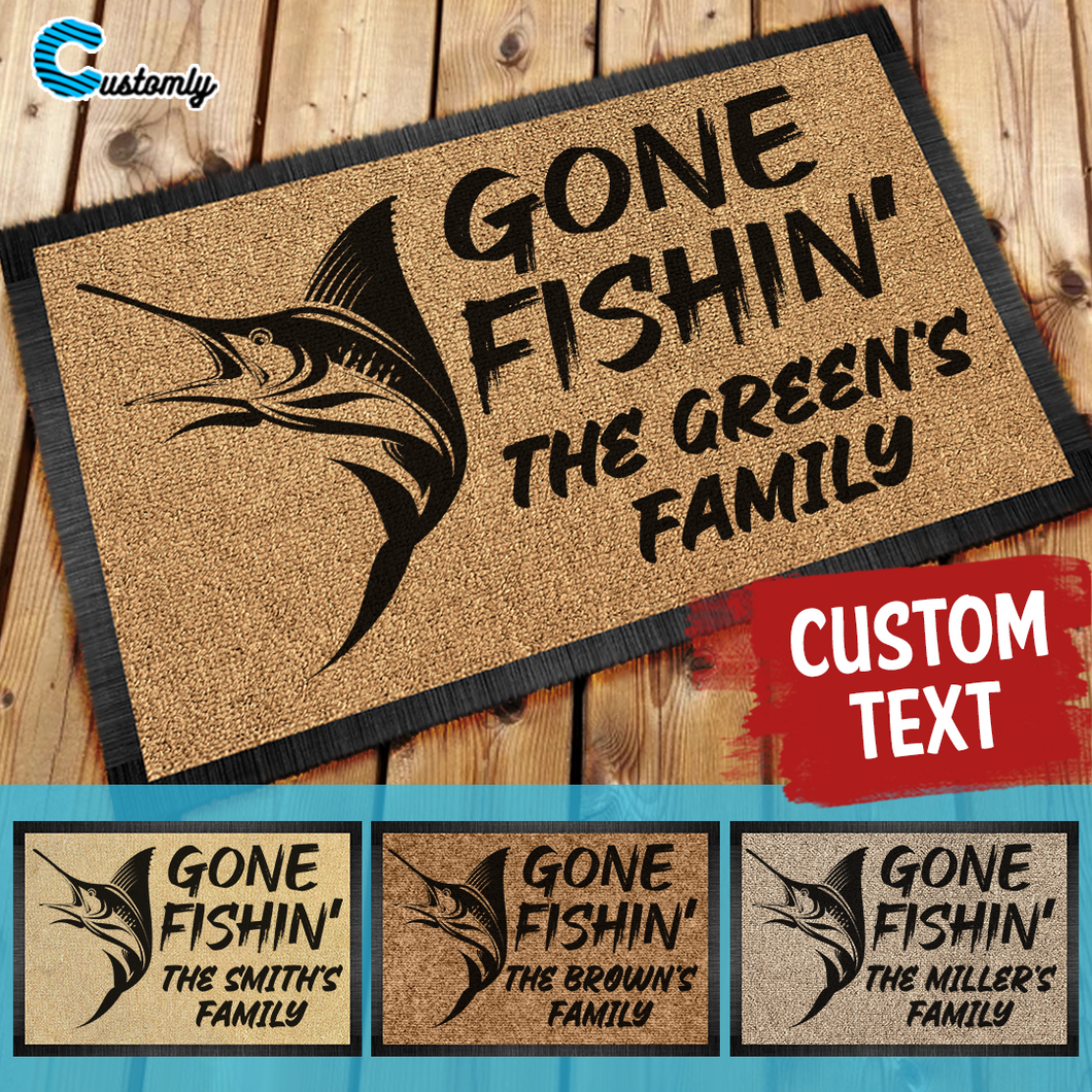 Gone Fishing 5 Personalized Doormat