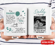 Load image into Gallery viewer, Daddy I Love you too. Kisses and Kicks Personalized Coffee Mug
