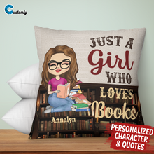 Load image into Gallery viewer, A Girl Who Loves Books Reading - Custom Pillow
