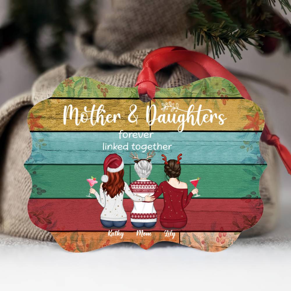 Mother & Daughters Forever Linked Together - Personalized Christmas Ornament