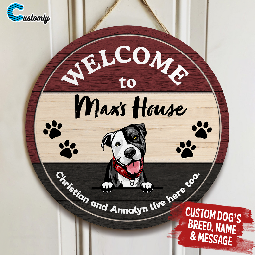 Custom Cartoon Welcome to Pups House - Door Sign