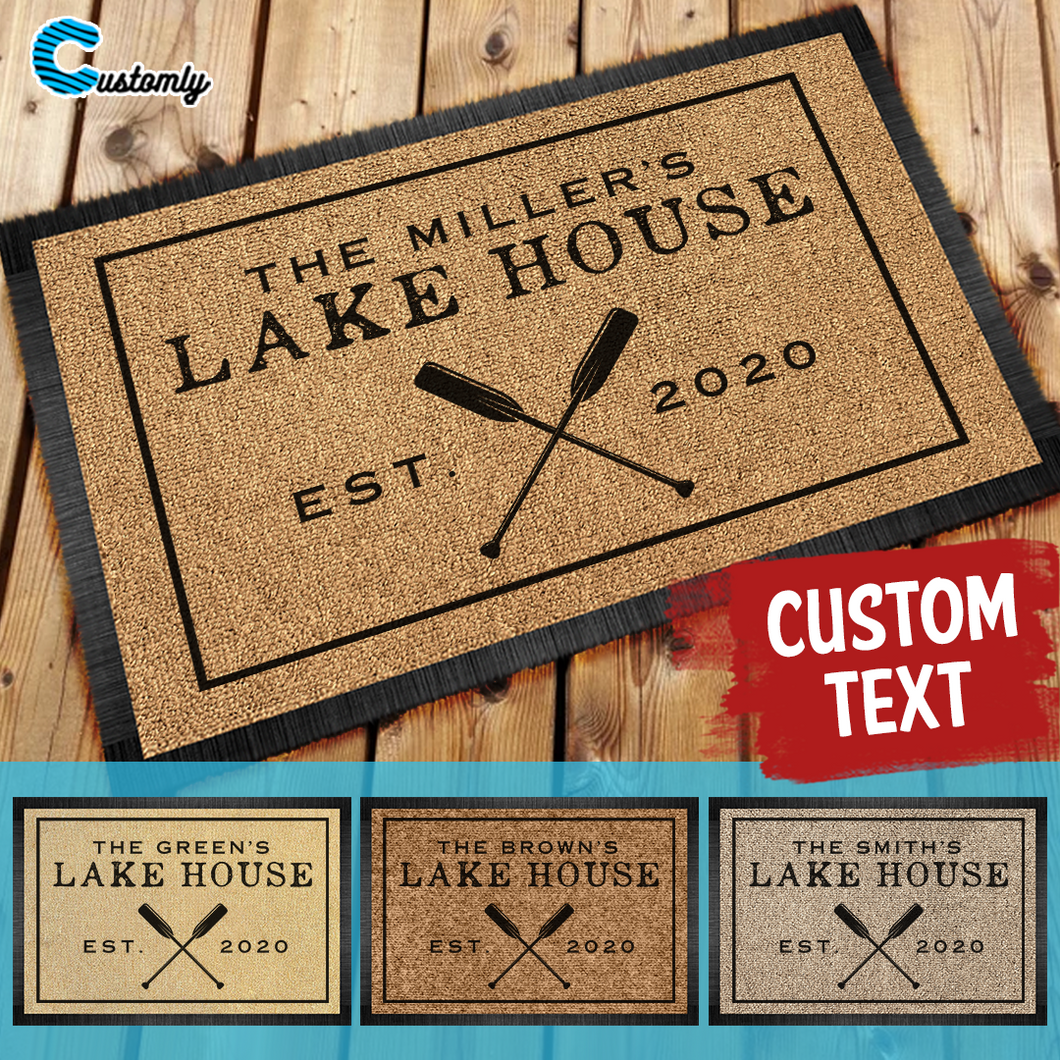 Simple Lake House Personalized Doormat