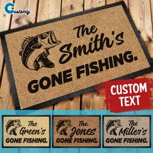 Load image into Gallery viewer, Gone Fishing 2 Personalized Doormat
