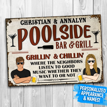 Load image into Gallery viewer, Bar &amp; Grill Where The Neighbor- Personalized Metal Signs
