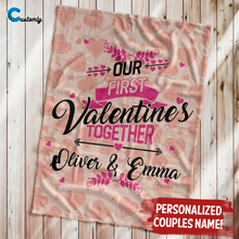 Load image into Gallery viewer, Our First Valentines Together Personalized Blanket
