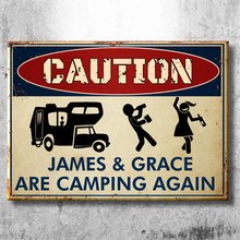 Load image into Gallery viewer, Drunk Campers Are Camping Again - Personalized Camping Metal Sign
