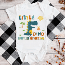 Load image into Gallery viewer, &quot;Little Dino&quot; Happy 1st Father&#39;s Day Baby Onesie
