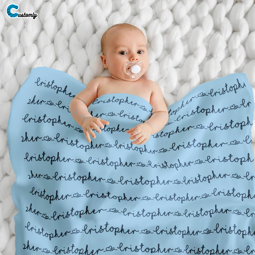 Custom Newborn Baby Receiving Gift - Personalized Name Blanket