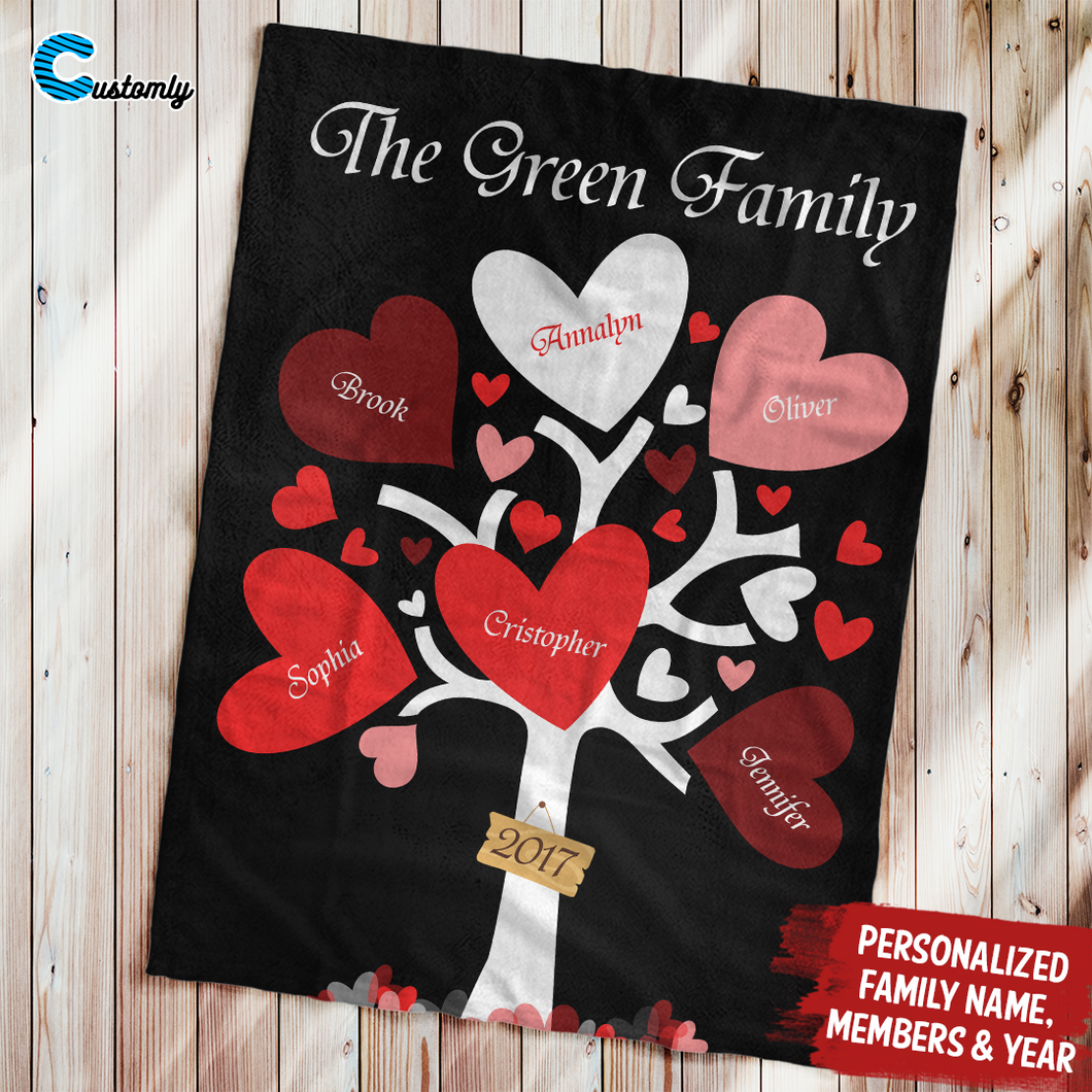 Leaves of Love Family Tree Personalized Blanket