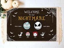 Load image into Gallery viewer, Halloween Welcome to Our Nightmare Custom Doormat
