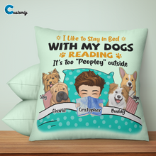 Load image into Gallery viewer, Reading In Bed With Pets Personalized Throw Pillow
