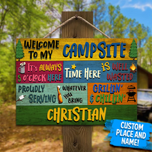 Load image into Gallery viewer, Personalized Camping Proudly Serving Custom Metal Sign - Camping Gift
