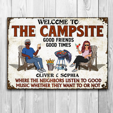 Load image into Gallery viewer, Patio Couple Grilling - Personalized Metal Signs

