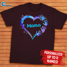 Load image into Gallery viewer, Mom Grandma Colorful Heart Hand Print Personalized Shirt
