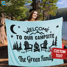 Load image into Gallery viewer, Welcome To Our Campsite Camping - Personalized Camping Blanket
