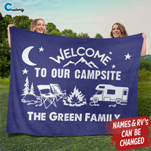 Load image into Gallery viewer, Welcome To Our Campsite Camping 2 - Personalized Camping Blanket
