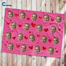 Load image into Gallery viewer, Custom Face Blanket Hearts
