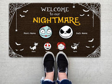 Load image into Gallery viewer, Halloween Welcome to Our Nightmare Custom Doormat
