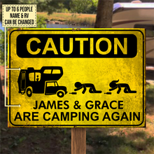 Load image into Gallery viewer, Camping Caution - Personalized Camping Metal Sign
