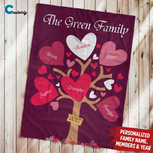 Load image into Gallery viewer, Leaves of Love Family Tree Personalized Blanket
