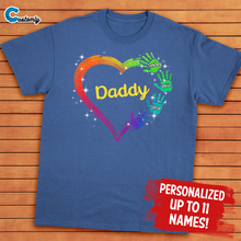 Load image into Gallery viewer, Mom Grandma Colorful Heart Hand Print Personalized Shirt
