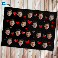 Load image into Gallery viewer, Custom Face Blanket Hearts
