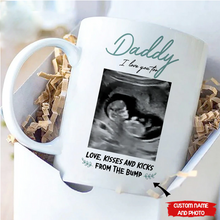 Load image into Gallery viewer, Daddy I Love you too. Kisses and Kicks Personalized Coffee Mug
