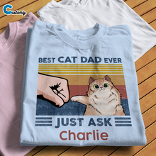 Load image into Gallery viewer, Best Cat Dad Fluffy Cat Personalized Light Color Shirt
