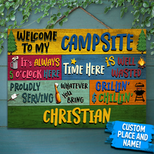 Load image into Gallery viewer, Personalized Camping Proudly Serving Custom Metal Sign - Camping Gift
