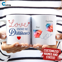 Load image into Gallery viewer, Long Distance Relationship Watercolor State Map Personalized Mug
