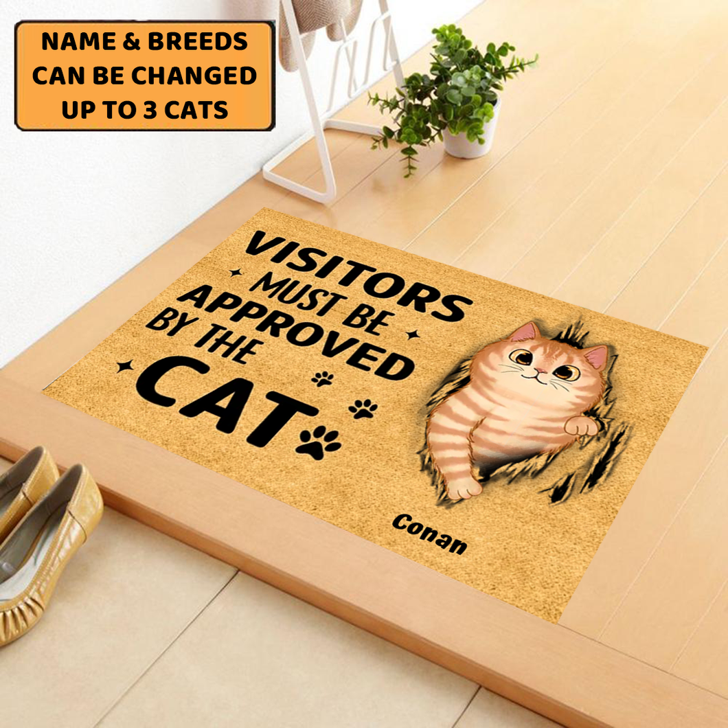 Fluffy Cats Tearing Visitors Must Be Approved Personalized Doormat