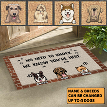 Load image into Gallery viewer, Dog Lovers No Need To Knock We Know - Personalized Doormat
