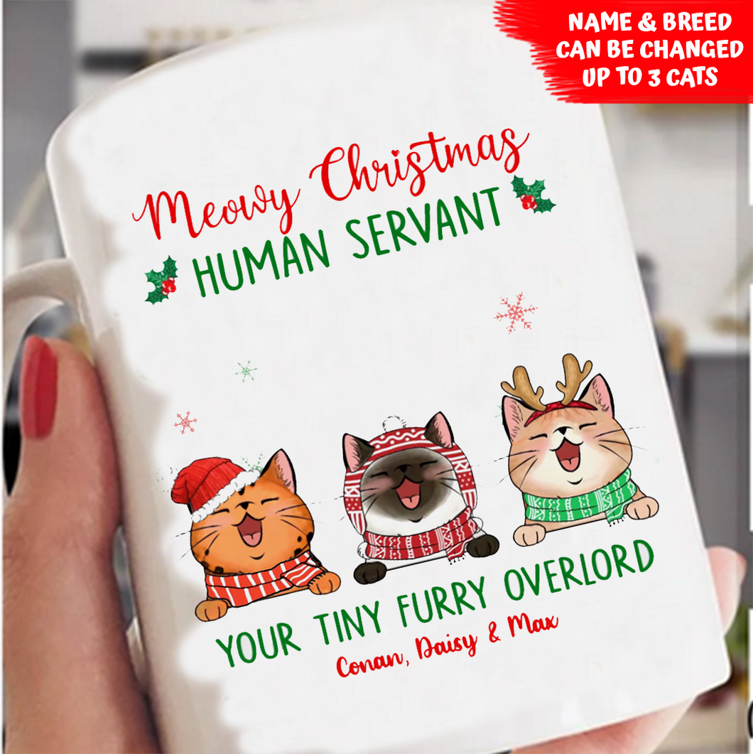 Fluffy Cats Meowy Christmas Human Servant Personalized Mug