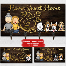 Load image into Gallery viewer, Home Sweet Home Couple &amp; Dogs - Personalized Key Hanger
