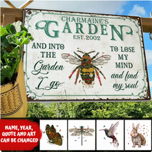 Load image into Gallery viewer, Floral Art Find My Soul - Personalized Garden Sign
