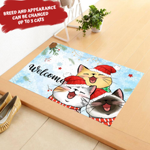 Load image into Gallery viewer, Meowy Catmas Cute Peeking Fluffy Cat Christmas Personalized Doormat
