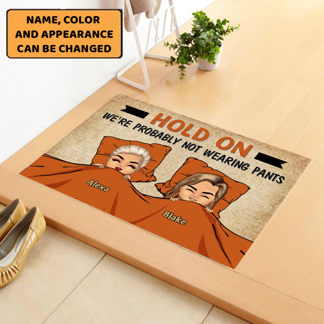 Couple Chibi Not Wearing Pants - Personalized Doormat