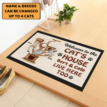 Load image into Gallery viewer, Welcome To The Cats House Cat Tower - Personalized Doormat
