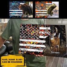 Load image into Gallery viewer, Hunters Custom Gift For Hunting Lover Custom Hunting Camouflage American Flag - Personalized Metal Sign
