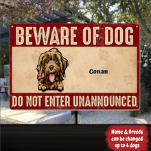 Load image into Gallery viewer, Beware Of Dogs - Personalized Metal Sign
