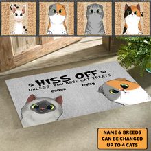 Load image into Gallery viewer, Hiss Off Unless You Have Cat Treats - Personalized Doormat
