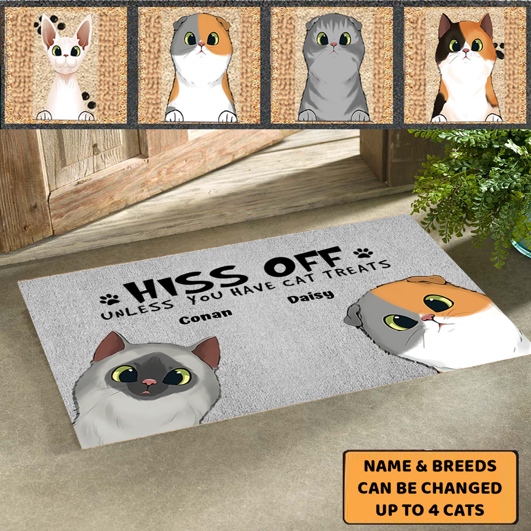 Hiss Off Unless You Have Cat Treats - Personalized Doormat